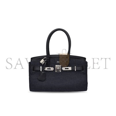 HERMÈS 29CM BIRKIN DENIM BLACK SWIFT LEATHER PALLADIUM HARDWARE (29*19*16cm)